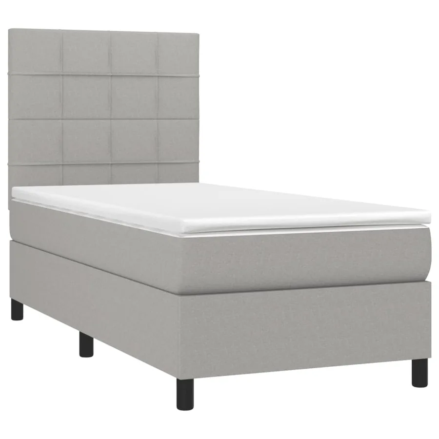 Sommier à lattes de lit avec matelas Gris clair 90x200 cm Tissu - 3