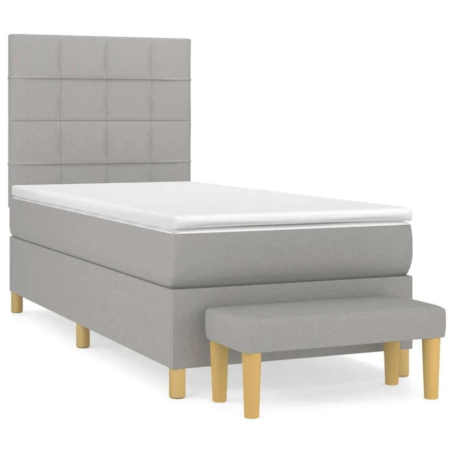 Sommier à lattes de lit avec matelas Gris clair 90x200 cm Tissu - 2