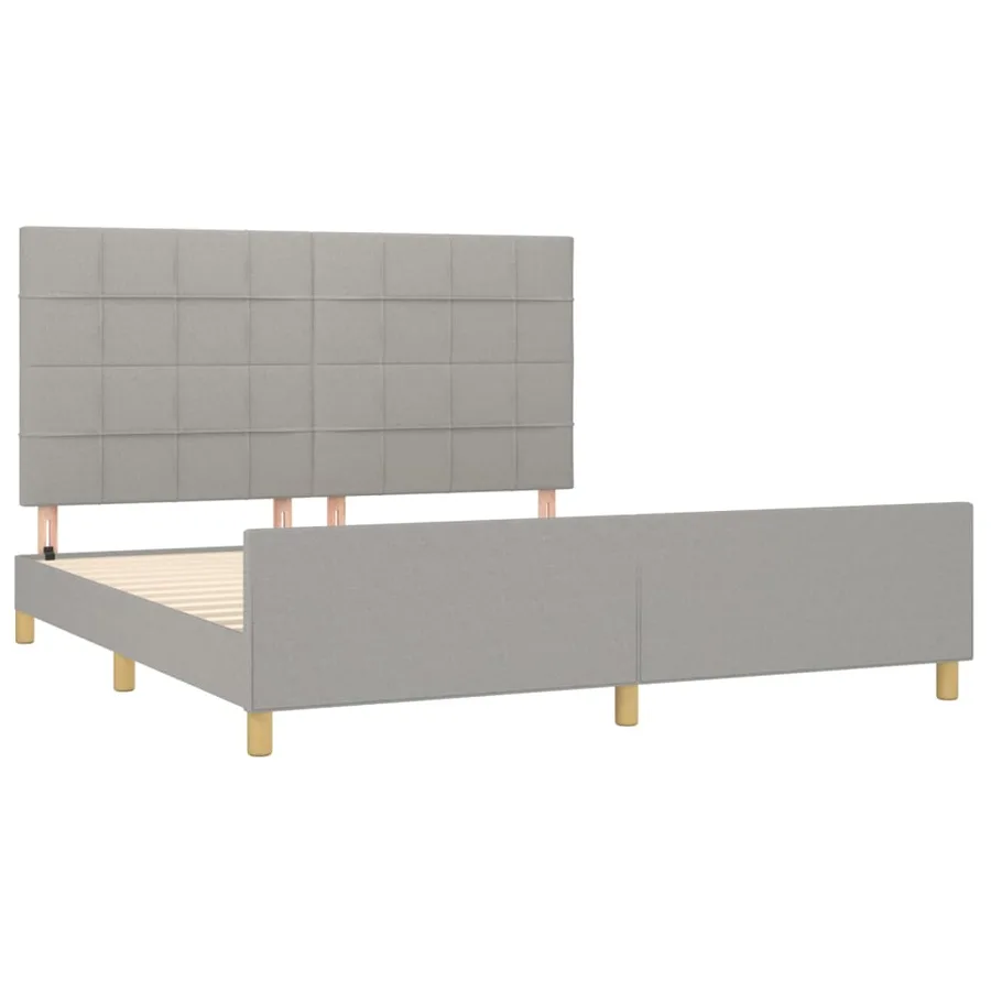 Cadre de lit sans matelas gris clair 180x200 cm tissu - 4