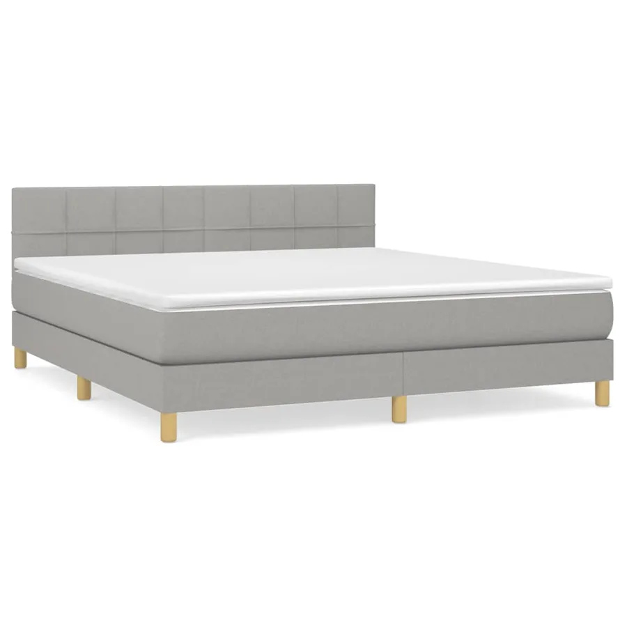 Sommier à lattes de lit avec matelas Gris clair 180x200cm Tissu - 2