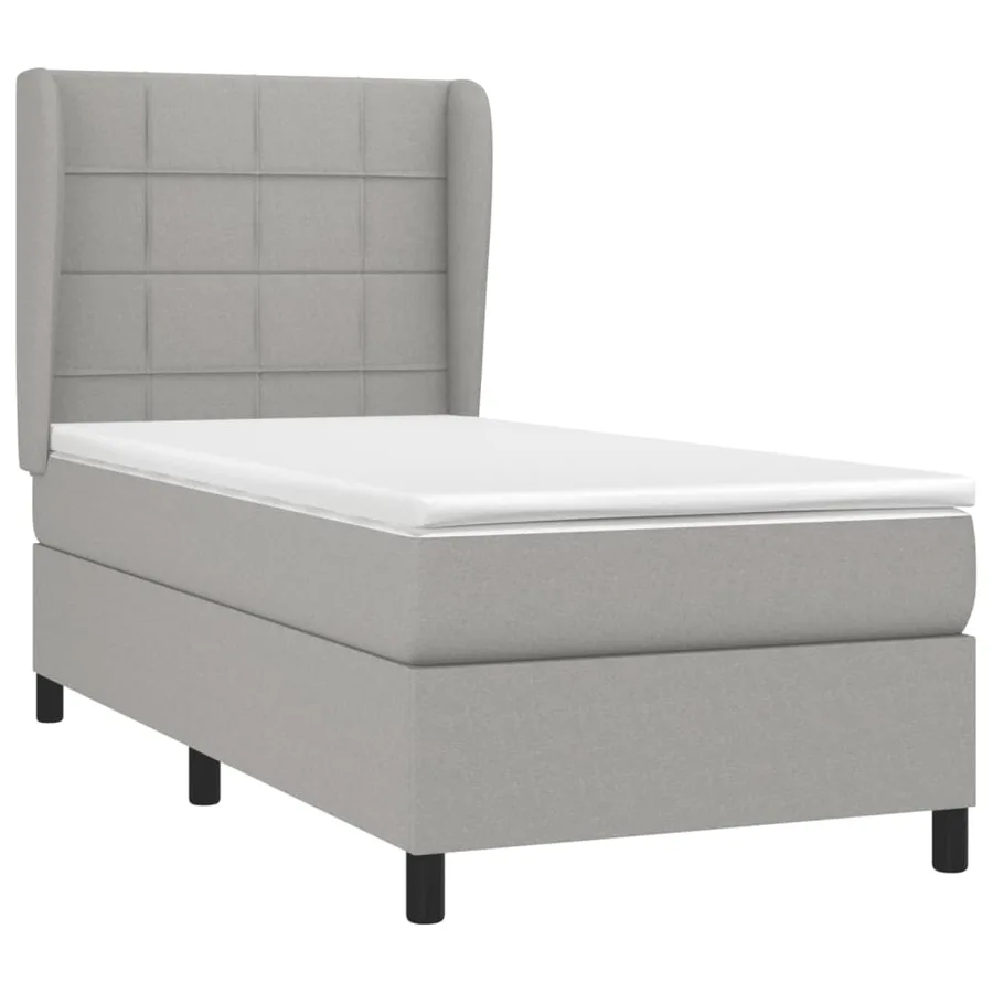 Sommier à lattes de lit avec matelas Gris clair 90x200 cm Tissu - 3