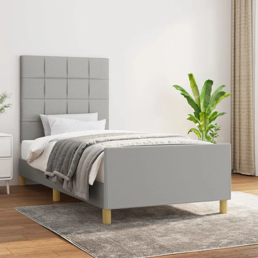 Cadre de lit sans matelas gris clair 90x200 cm tissu