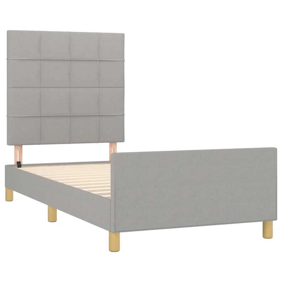 Cadre de lit sans matelas gris clair 90x200 cm tissu - 4