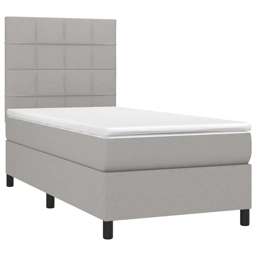 Sommier à lattes de lit avec matelas et LED Gris clair 90x190cm - 3
