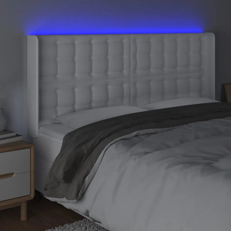 Tête de lit à LED Blanc 183x16x118/128 cm Similicuir - 4