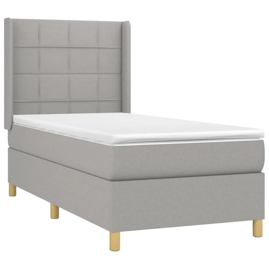 Sommier à lattes de lit matelas LED Gris clair 90x190cm Tissu - 4