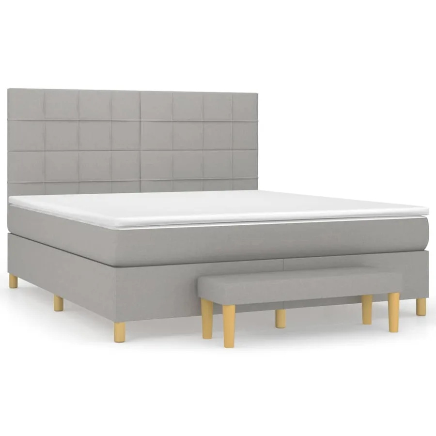 Sommier à lattes de lit avec matelas Gris clair 180x200cm Tissu - 2