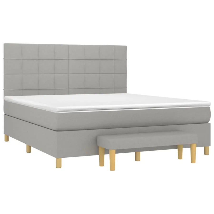 Sommier à lattes de lit avec matelas Gris clair 180x200cm Tissu - 3