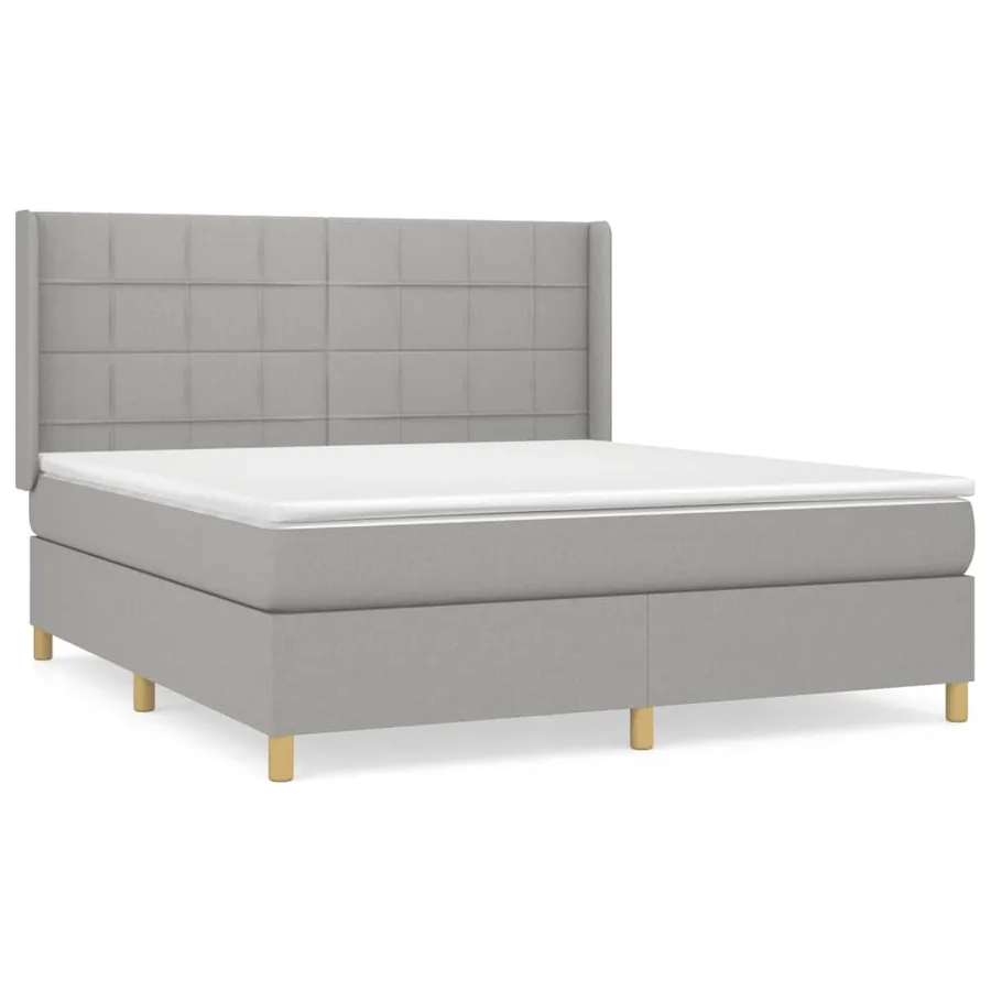 Sommier à lattes de lit avec matelas Gris clair 180x200cm Tissu - 2