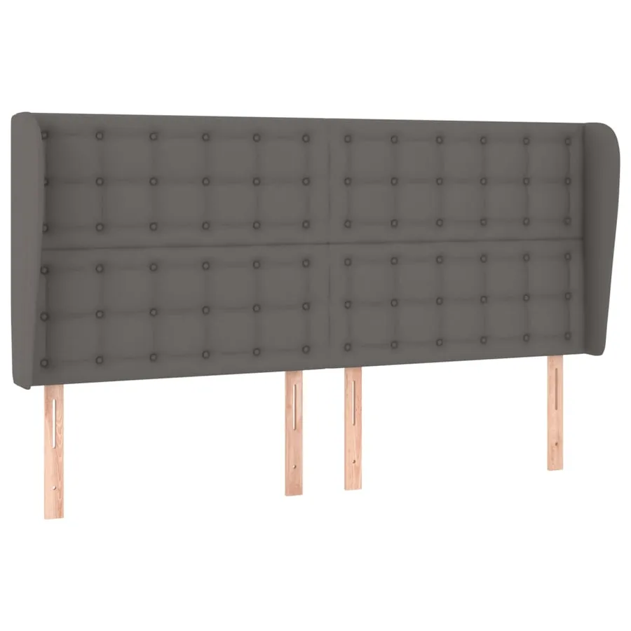 Tête de lit avec oreilles Gris 163x23x118/128 cm Similicuir - 2