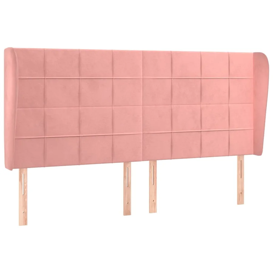 Tête de lit avec oreilles Rose 183x23x118/128 cm Velours - 2