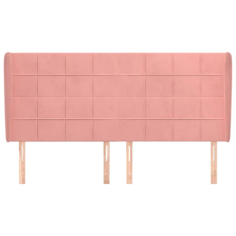 Tête de lit avec oreilles Rose 183x23x118/128 cm Velours - 3