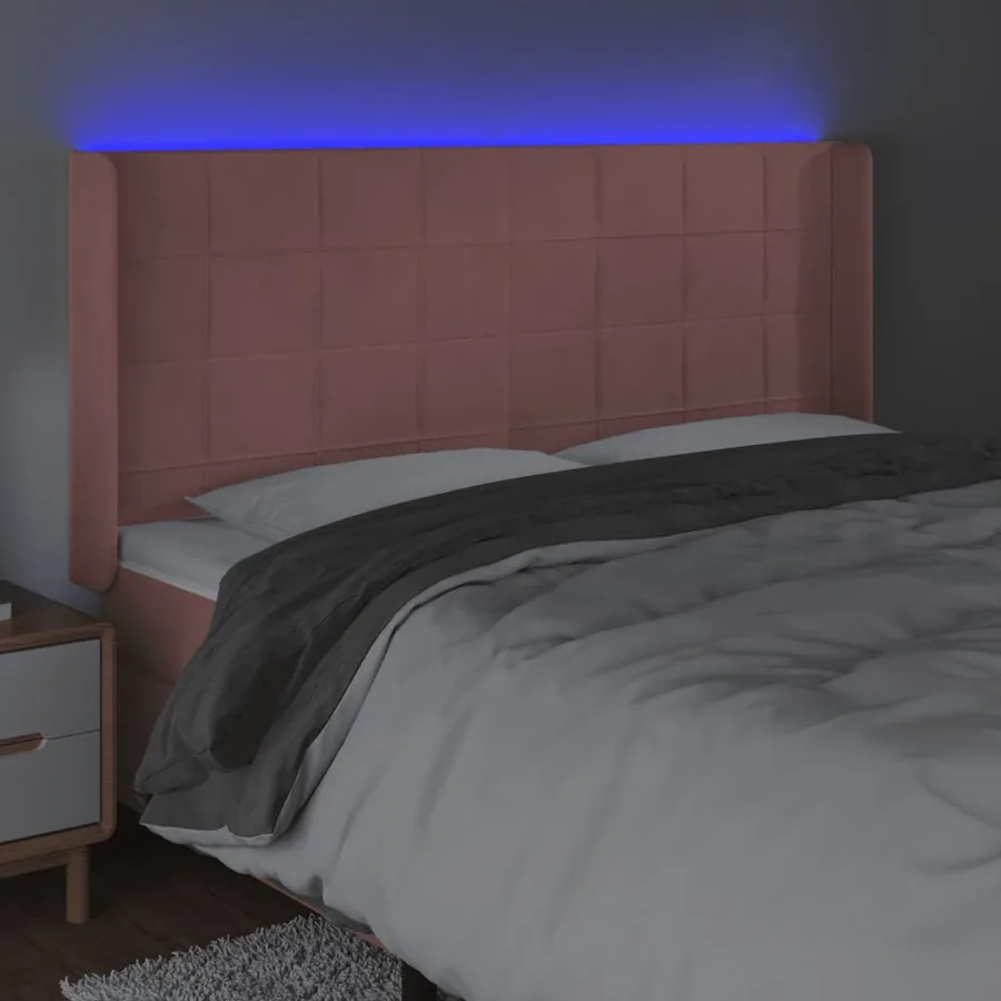Tête de lit à LED Rose 183x16x118/128 cm Velours - 4
