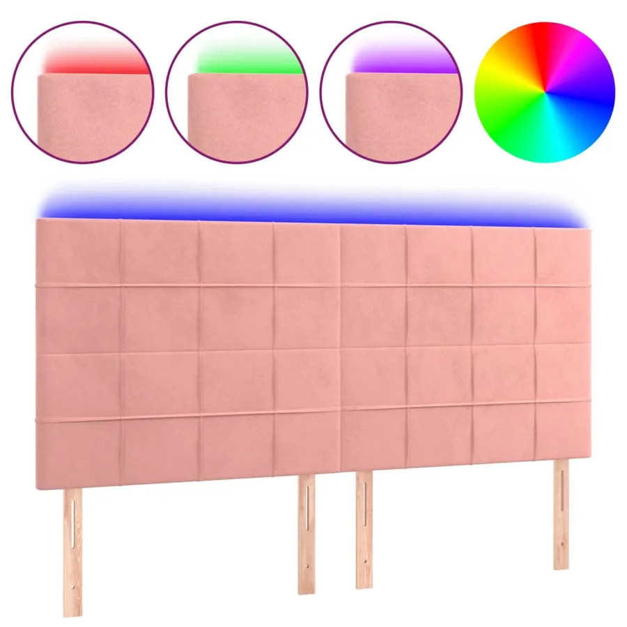 Tête de lit à LED Rose 180x5x118/128 cm Velours - 2