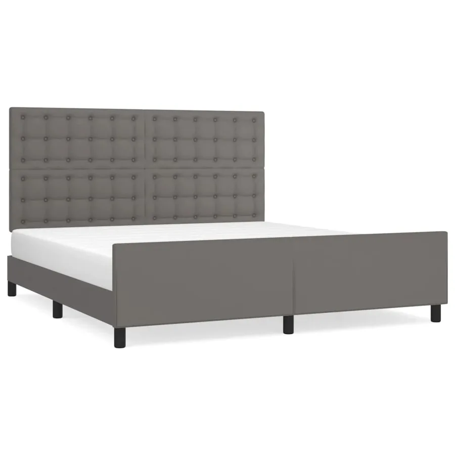 Cadre de lit sans matelas gris 160x200 cm similicuir - 2