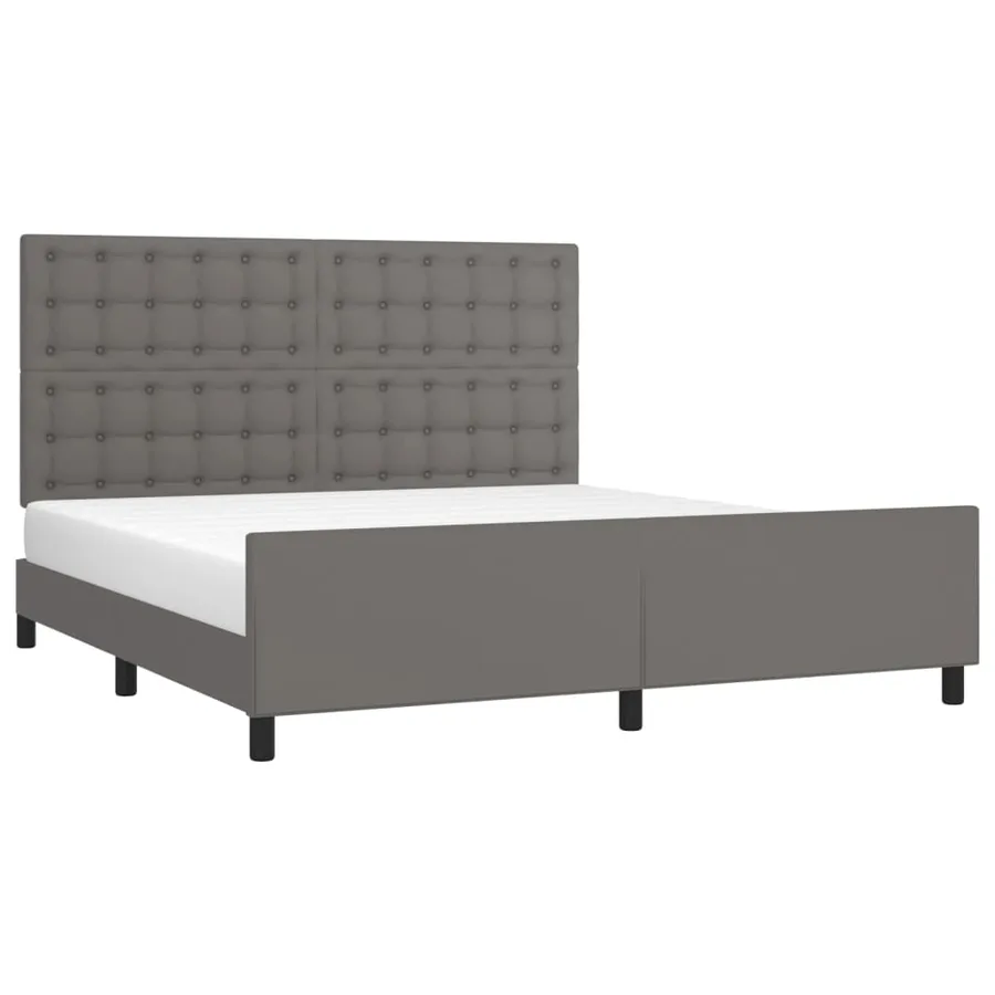 Cadre de lit sans matelas gris 160x200 cm similicuir - 3