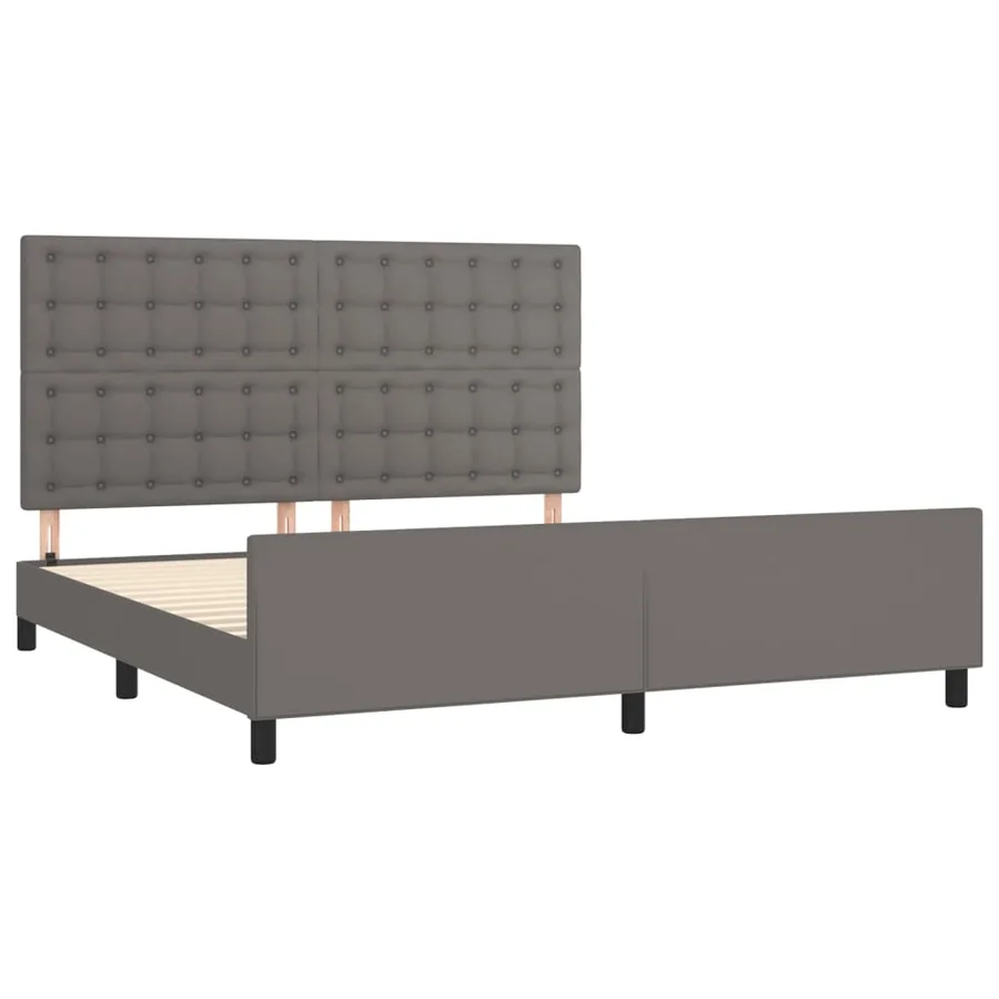Cadre de lit sans matelas gris 160x200 cm similicuir - 4