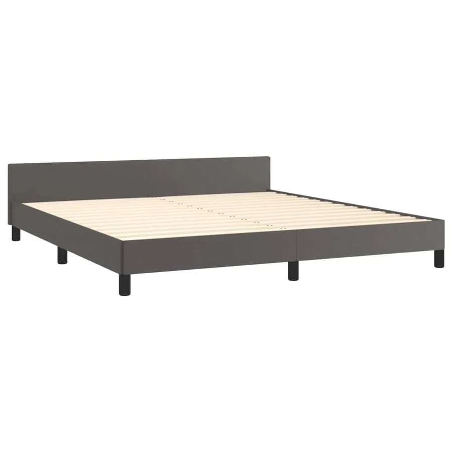 Cadre de lit sans matelas gris 160x200 cm similicuir - 5