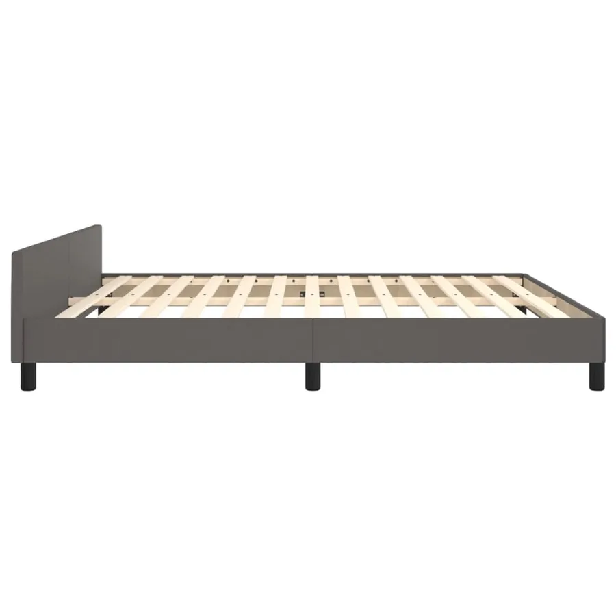 Cadre de lit sans matelas gris 160x200 cm similicuir - 7