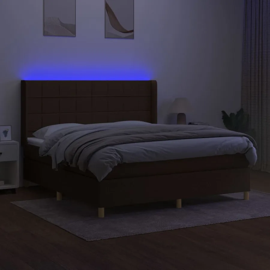 Sommier à lattes de lit matelas et LED Marron foncé 180x200cm - 3
