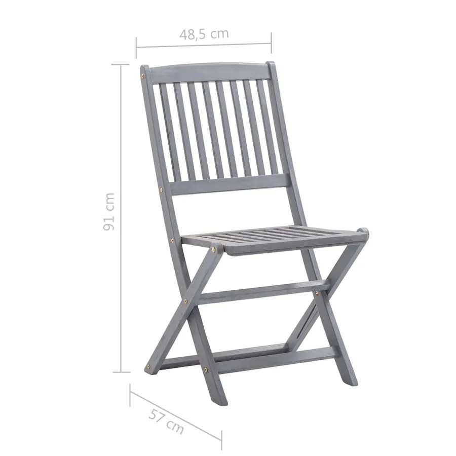 Chaises pliables d'extérieur lot de 8 et coussins Bois d'acacia - 7