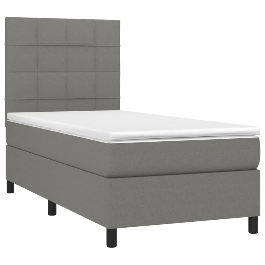Sommier à lattes de lit et matelas et LED Gris foncé 100x200 cm - 3