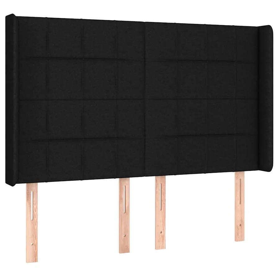 Sommier à lattes de lit matelas et LED Noir 140x200 cm Tissu - 7