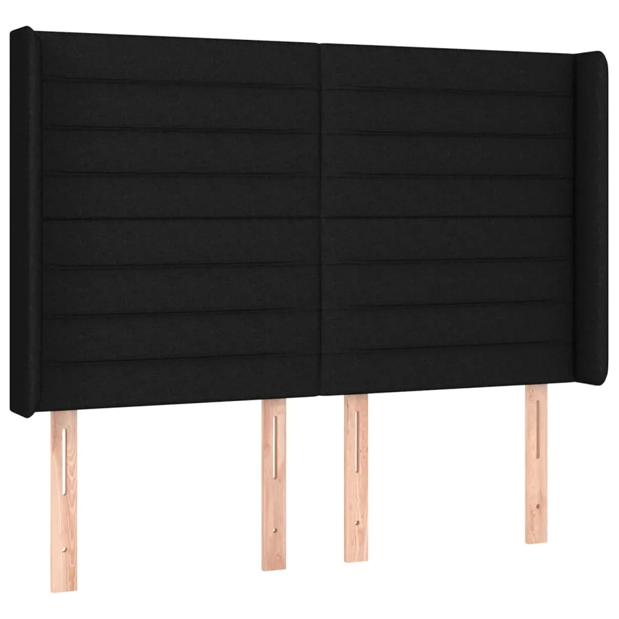 Sommier à lattes de lit matelas et LED Noir 140x200 cm Tissu - 7