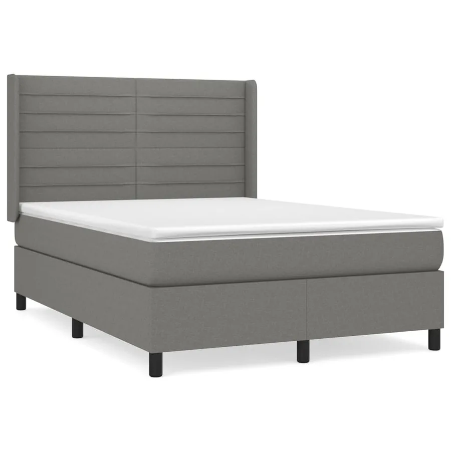 Sommier à lattes de lit avec matelas Gris foncé 140x190cm Tissu - 2