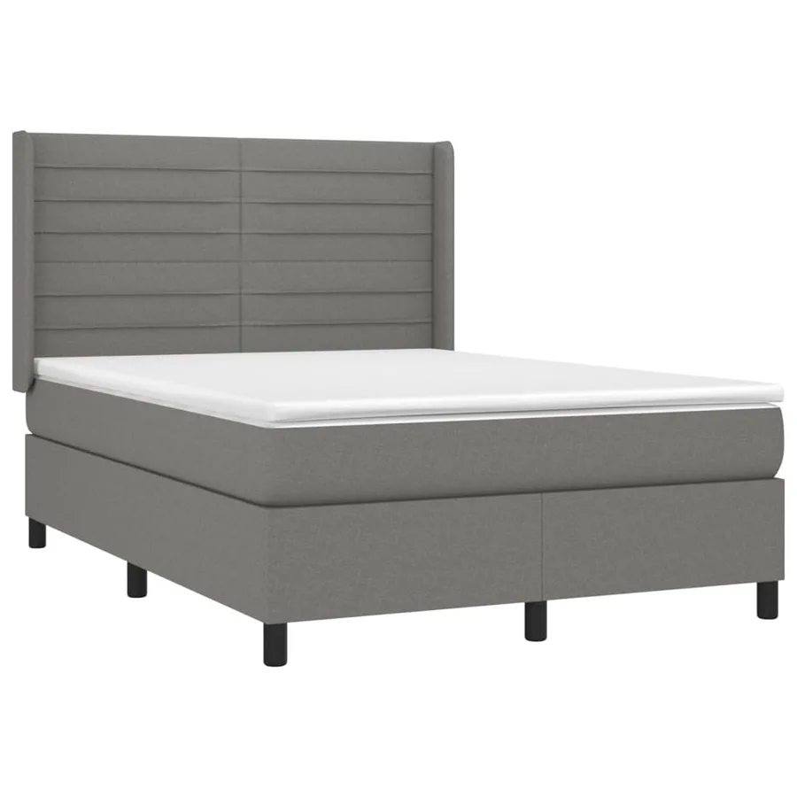 Sommier à lattes de lit avec matelas Gris foncé 140x190cm Tissu - 3