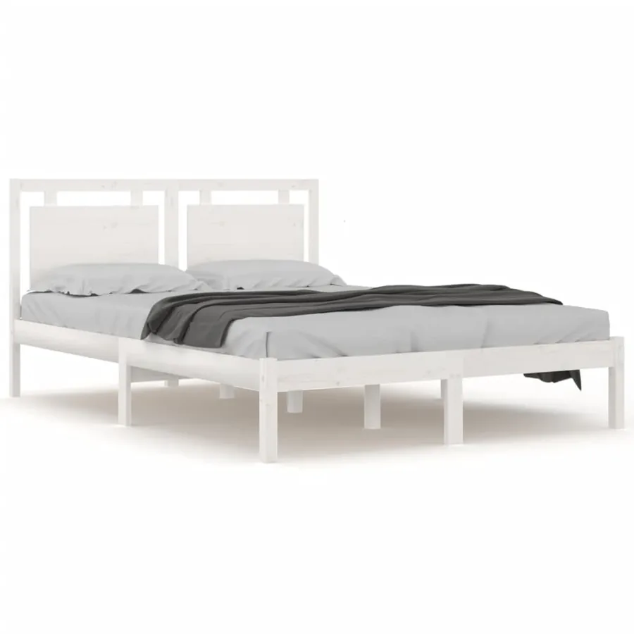 Cadre de lit sans matelas blanc 160x200 cm bois massif - 2