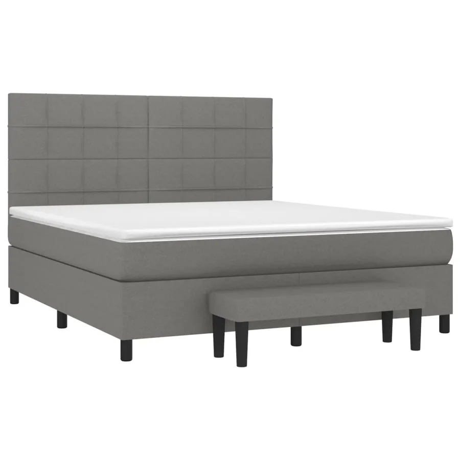 Sommier à lattes de lit avec matelas Gris foncé 160x200cm Tissu - 3
