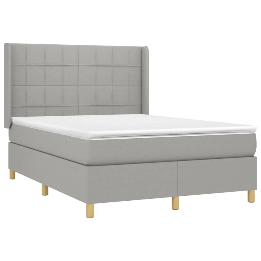 Sommier à lattes de lit matelas LED Gris clair 140x200 cm Tissu - 4