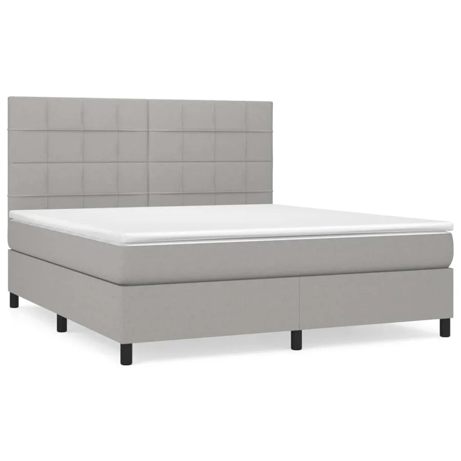 Sommier à lattes de lit avec matelas Gris clair 160x200cm Tissu - 2