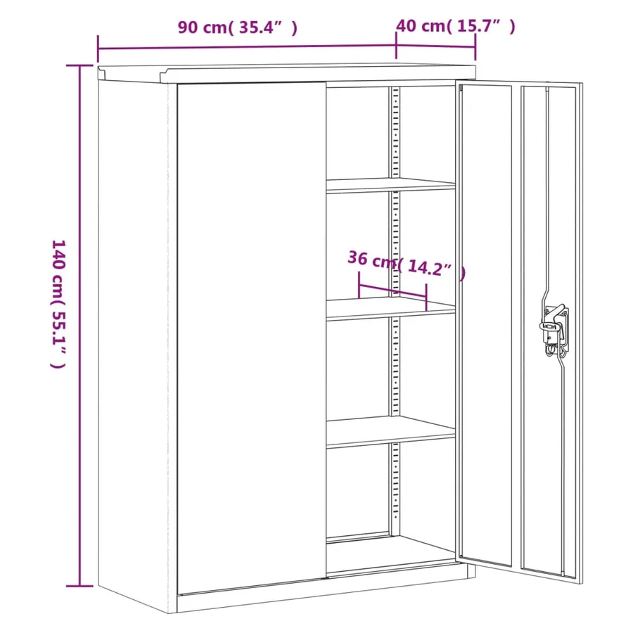 Classeur blanc 90x40x140 cm acier - 10