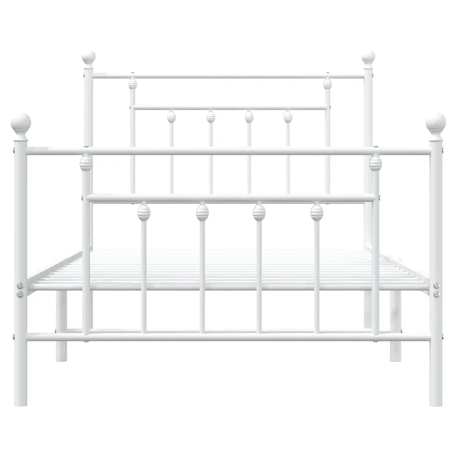 Cadre de lit métal sans matelas et pied de lit blanc 100x190 cm - 6