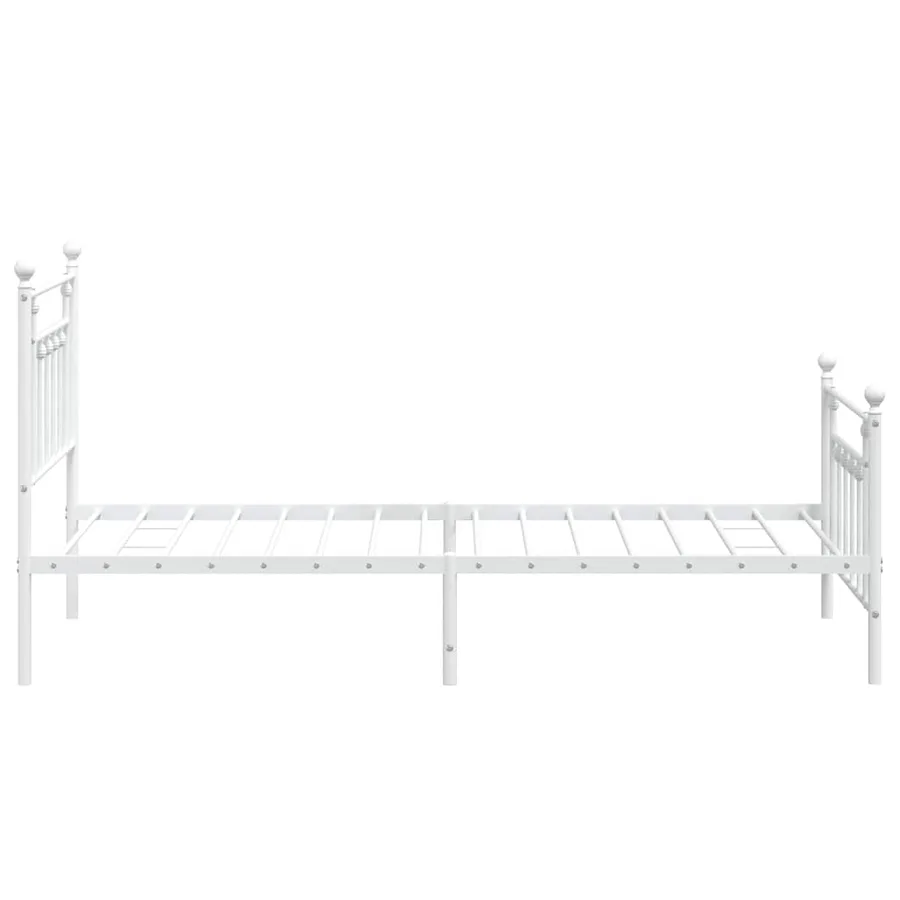 Cadre de lit métal sans matelas et pied de lit blanc 100x190 cm - 7