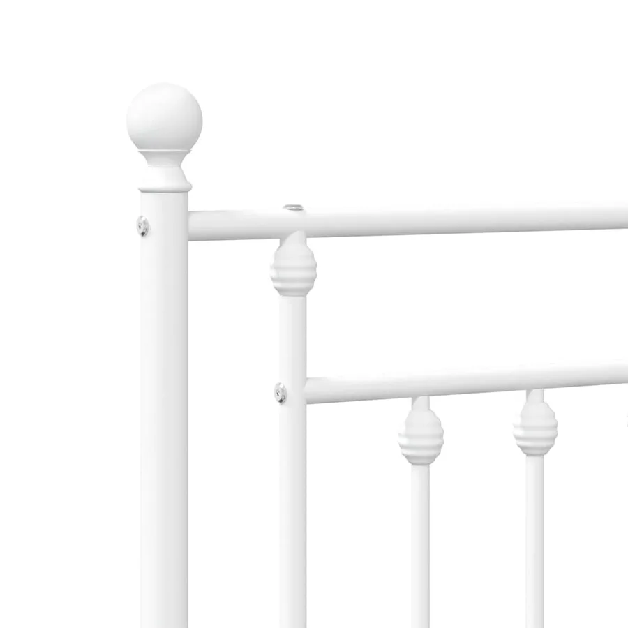 Cadre de lit métal sans matelas et pied de lit blanc 100x190 cm - 9