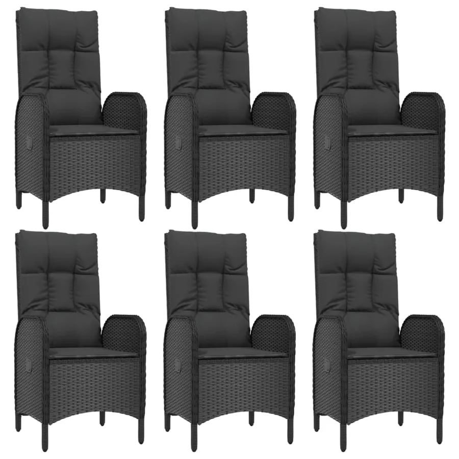 Ensemble à manger de jardin coussins 7pcs Noir Résine tressée - 4