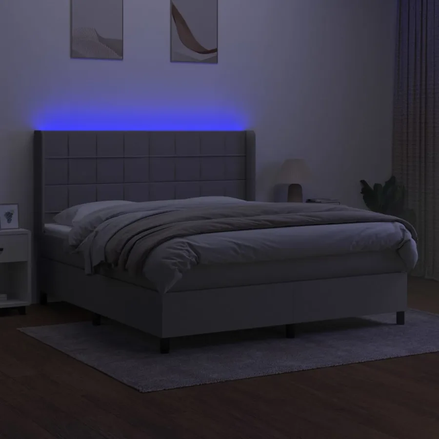 Sommier à lattes de lit matelas LED Gris clair 180x200 cm Tissu - 3