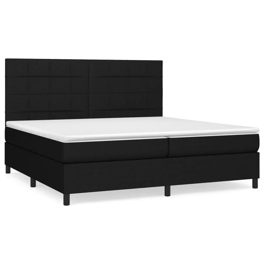 Sommier à lattes de lit avec matelas Noir 200x200 cm Tissu - 2