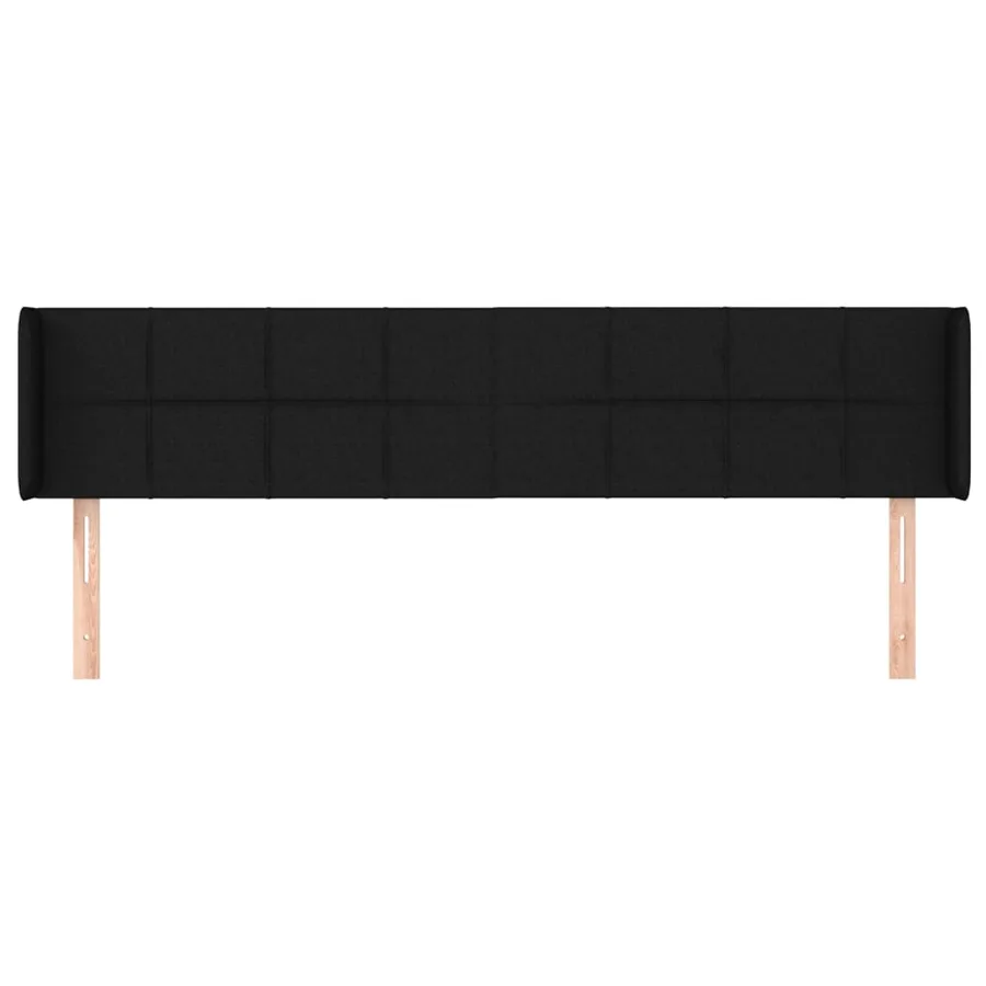 Tête de lit avec oreilles Noir 203x16x78/88 cm Tissu - 3