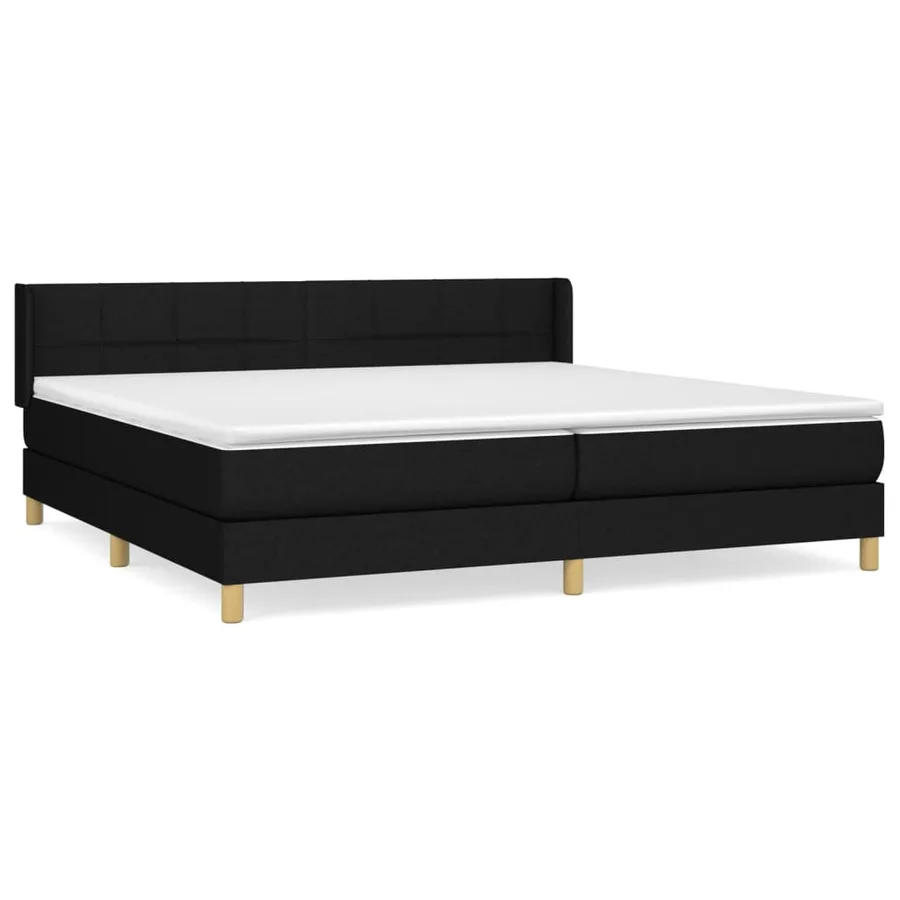 Sommier à lattes de lit avec matelas Noir 200x200 cm Tissu - 2