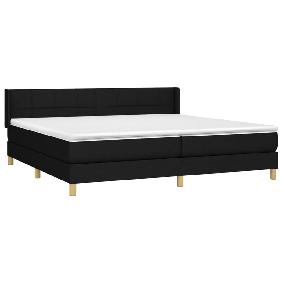 Sommier à lattes de lit avec matelas Noir 200x200 cm Tissu - 3