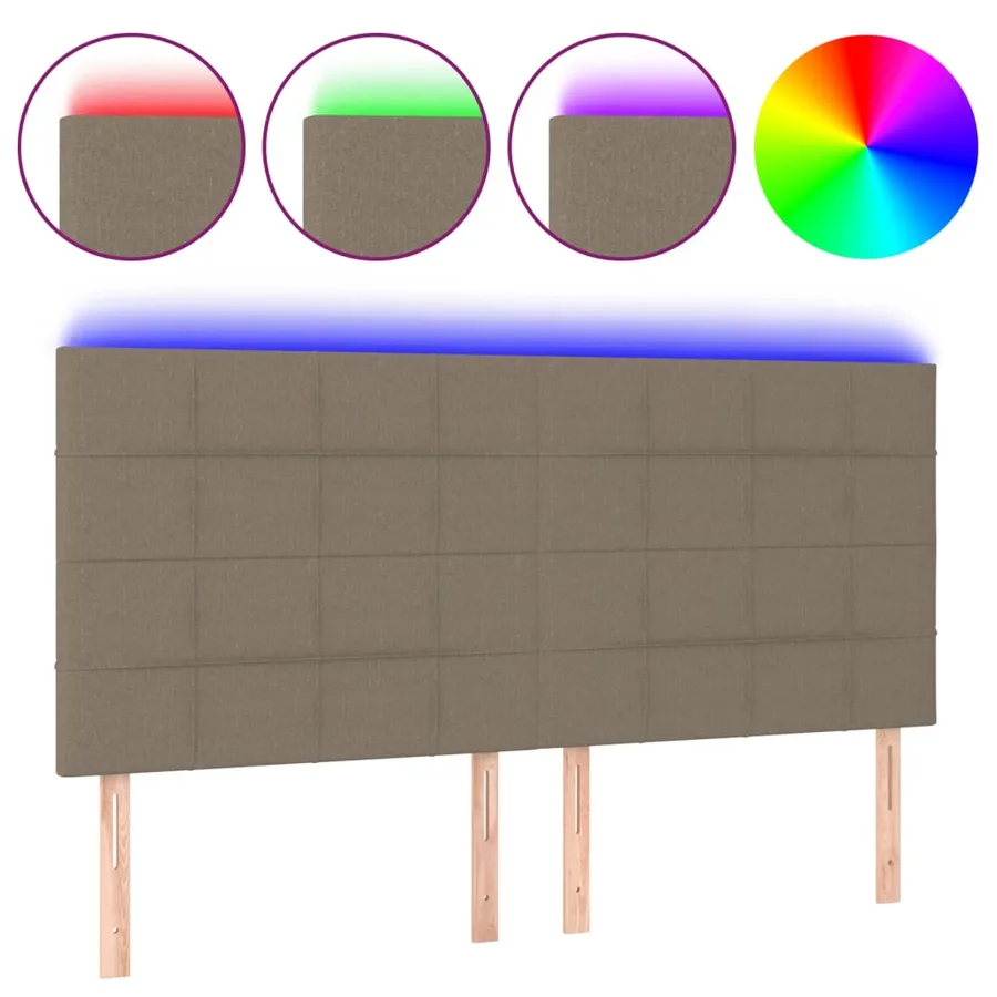 Tête de lit à LED Taupe 180x5x118/128 cm Tissu - 2