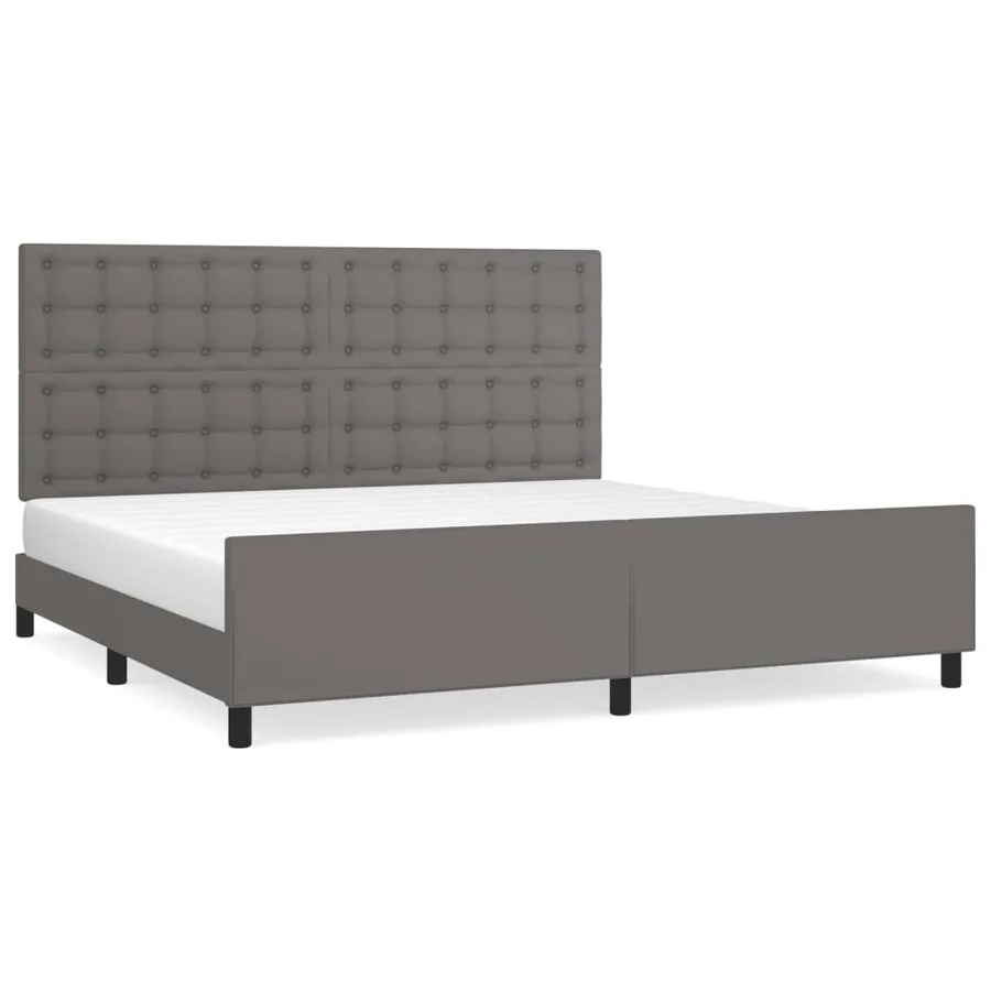 Cadre de lit sans matelas gris 200x200 cm similicuir - 2