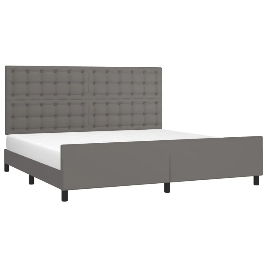 Cadre de lit sans matelas gris 200x200 cm similicuir - 3