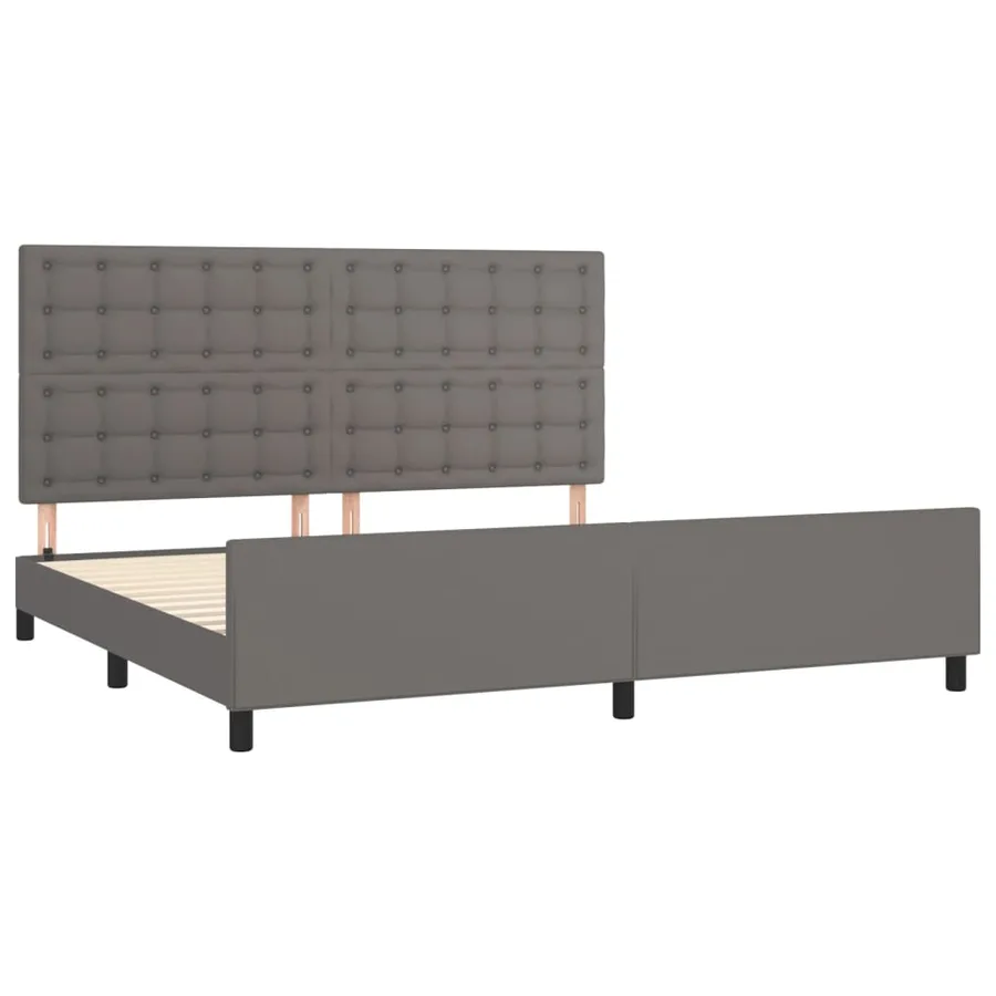 Cadre de lit sans matelas gris 200x200 cm similicuir - 4