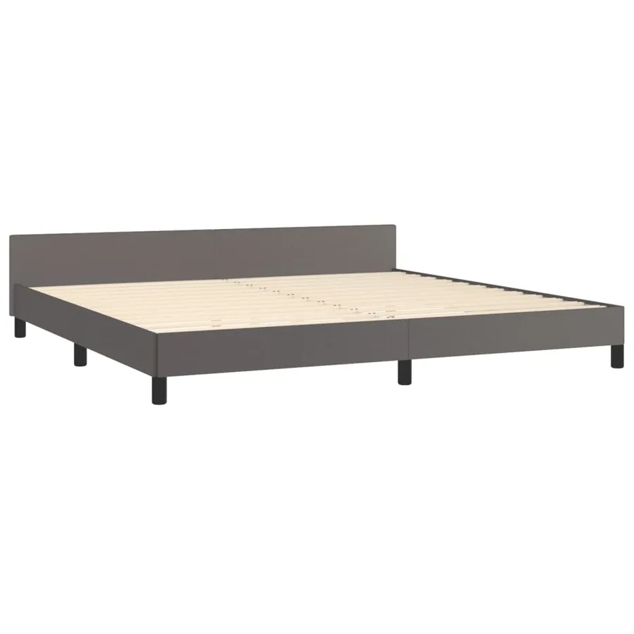 Cadre de lit sans matelas gris 200x200 cm similicuir - 5