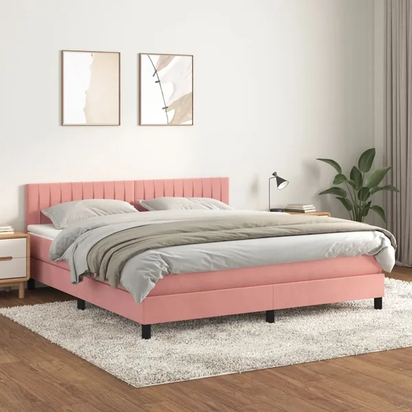 Sommier à lattes de lit avec matelas Rose 160x200 cm Velours